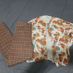 Floral and Plaid Women's Pants & Jumpsuit Set